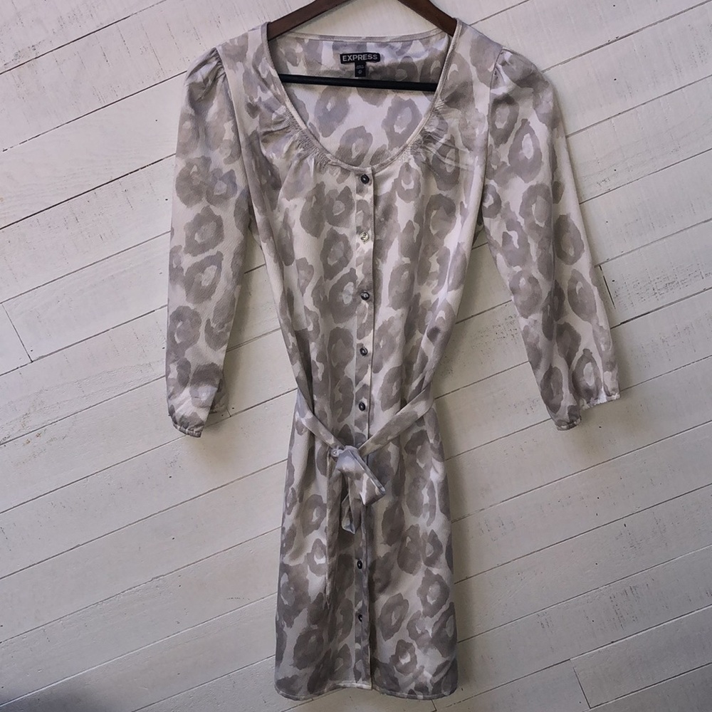 Express button up animal print dress